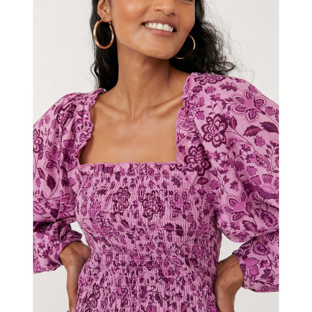 🎉LAST CHANCE🎉 NWT Free People Smock It To Me Mini Dress / Azalea Combo - Picture 4 of 7